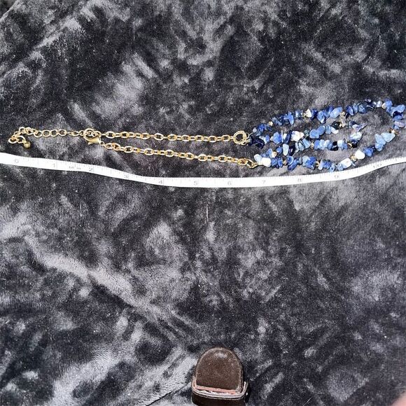 Double Strand Blue Lapis Lazuli Nugget Necklace Adjustable - Picture 4 of 4